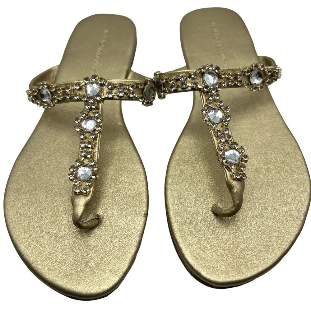 New York & Company Golden Blingy Sandals in Size 6 Summer Beach